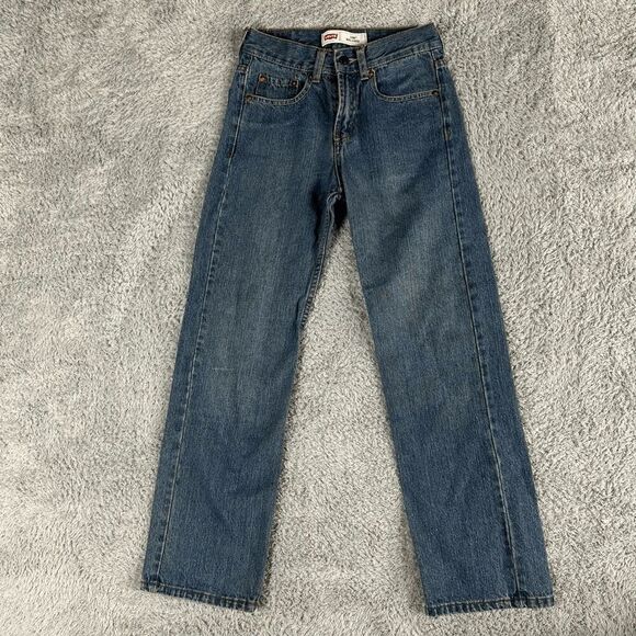 Levi's Youth 550 Relaxed Jeans 12 Slim 24 26 Med Wash Button Zipper - Picture 1 of 12